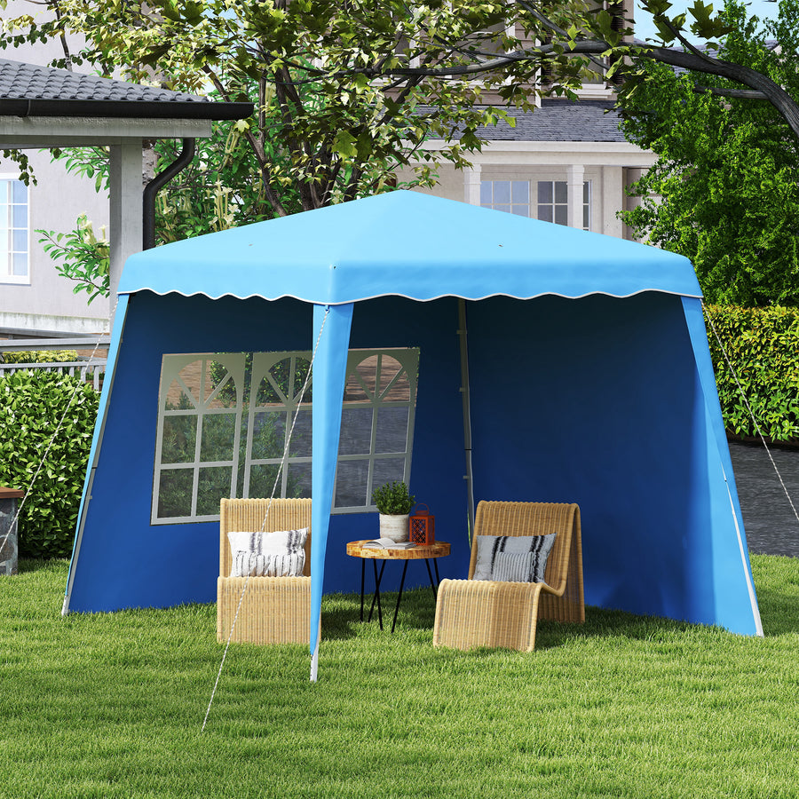 2.4 x 2.4m Two Wall Pop Up Gazebo - Blue
