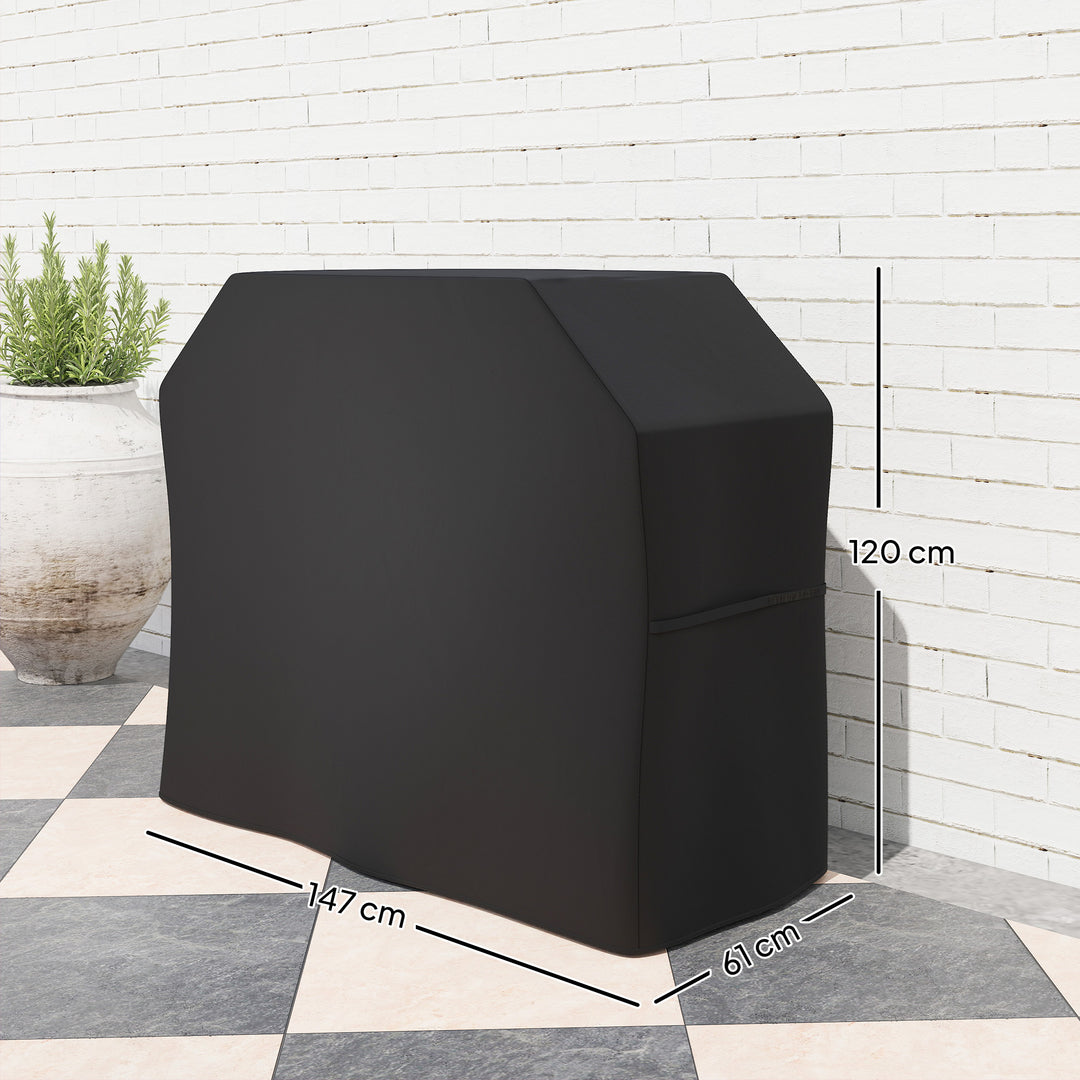 147 x 61cm Plastic Coated Protective Grill Cover - Black