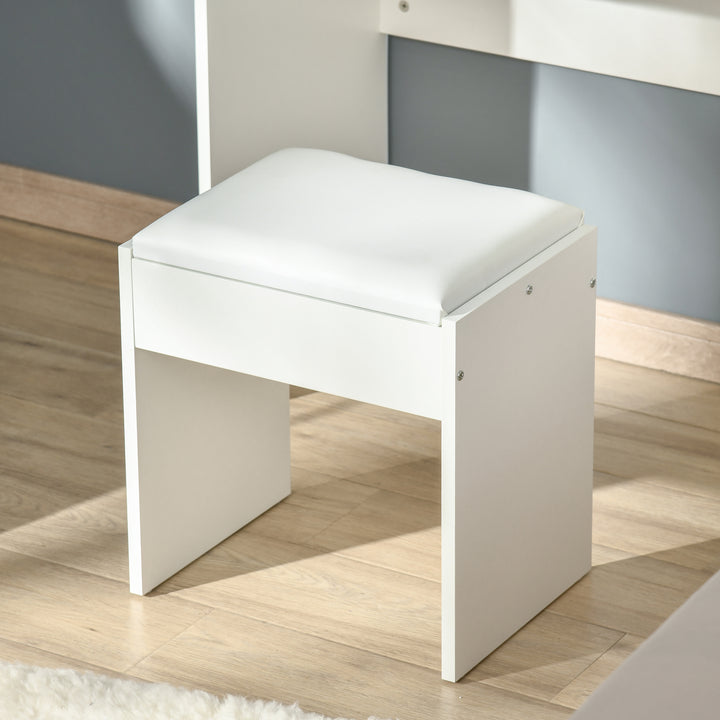 MCL Makeup Desk with Drawer, Vanity Table Set with Flip-up Mirror and Cushioned Stool, White