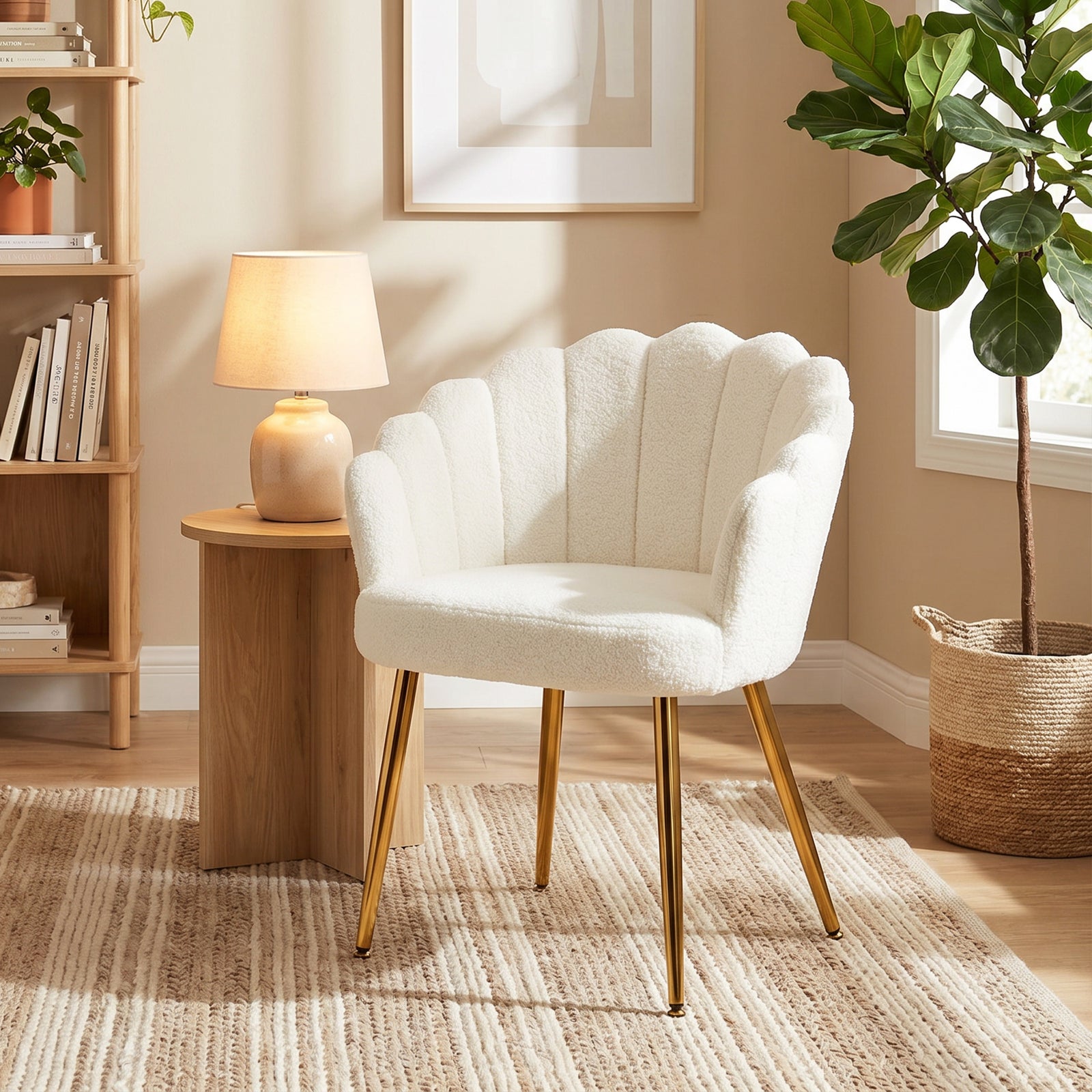 Lounge Chair Petal-Back Armchair Metal Metal Legs for Living Room Bedr