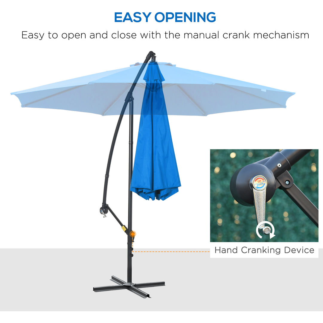 3(m) Offset Cantilever Parasol, with Cross Base - Blue