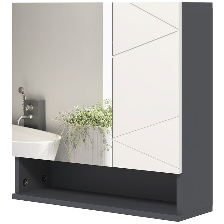 Kleankin Bathroom Wall Cabinet: With Adjustable Shelves for Storage, 55W x 17D x 55H cm, Light Grey | Aosom UK