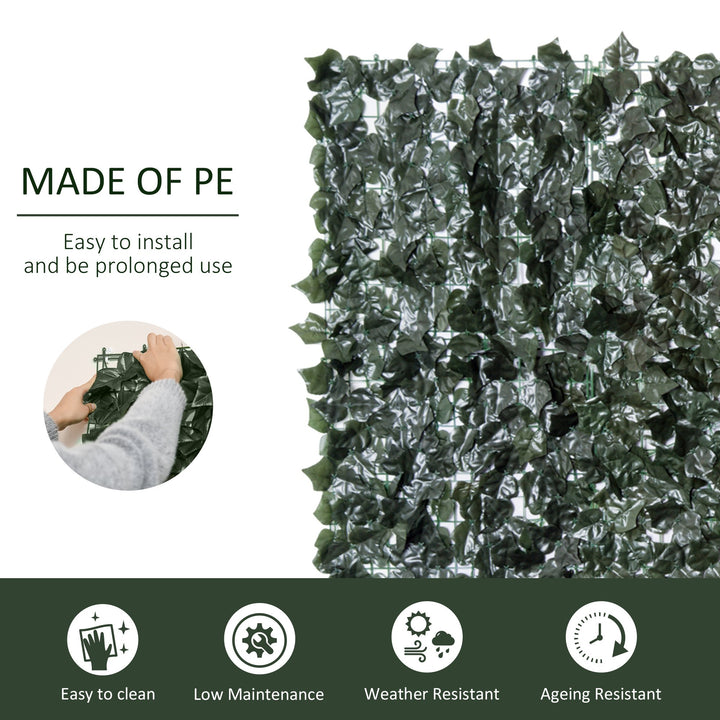 Outsunny Artificial Leaf Screen Panel, 2.4x1 m-Dark Green | Aosom UK