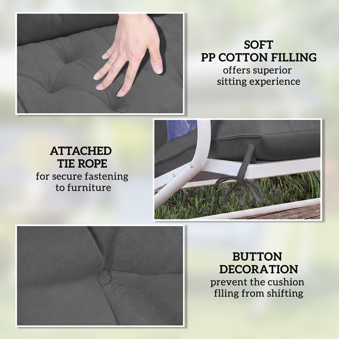 Garden Bench Cushion, 2 Seater Swing Chair Cushion, Seat Pad with Ties