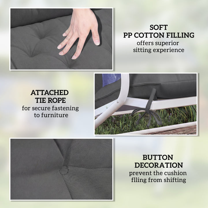 Garden Bench Cushion, 2 Seater Swing Chair Cushion, Seat Pad with Ties