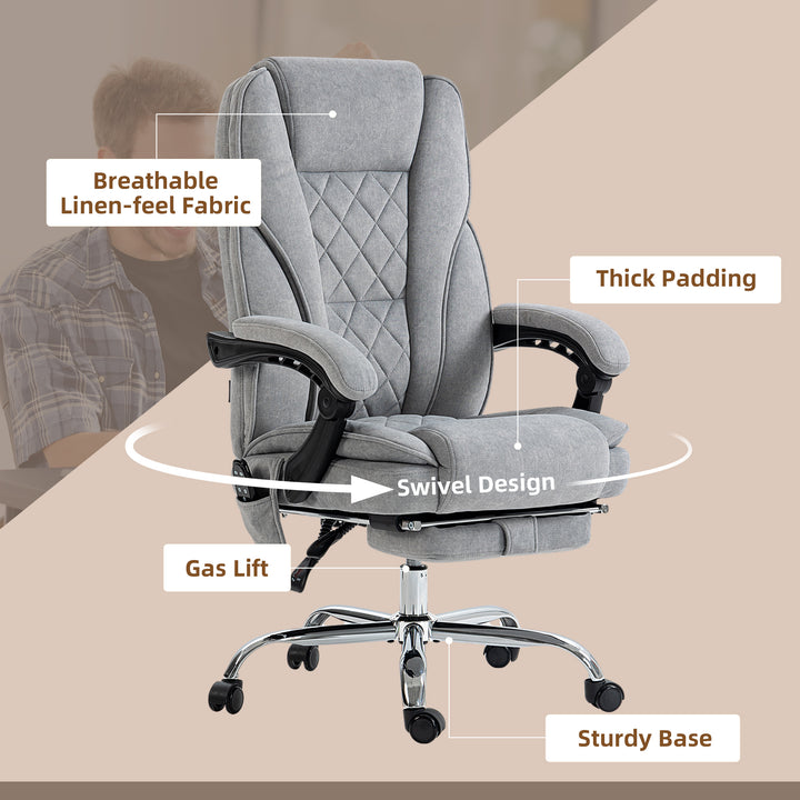 Massage Office Chair, Heated Reclining Computer Chair with Adjustable Height and Footrest, Grey