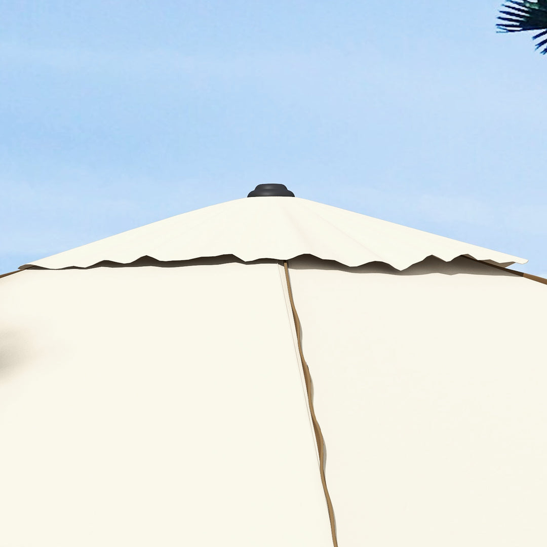 215cm Square Canopy Parasol, with Contrast Piping - Beige/Brown