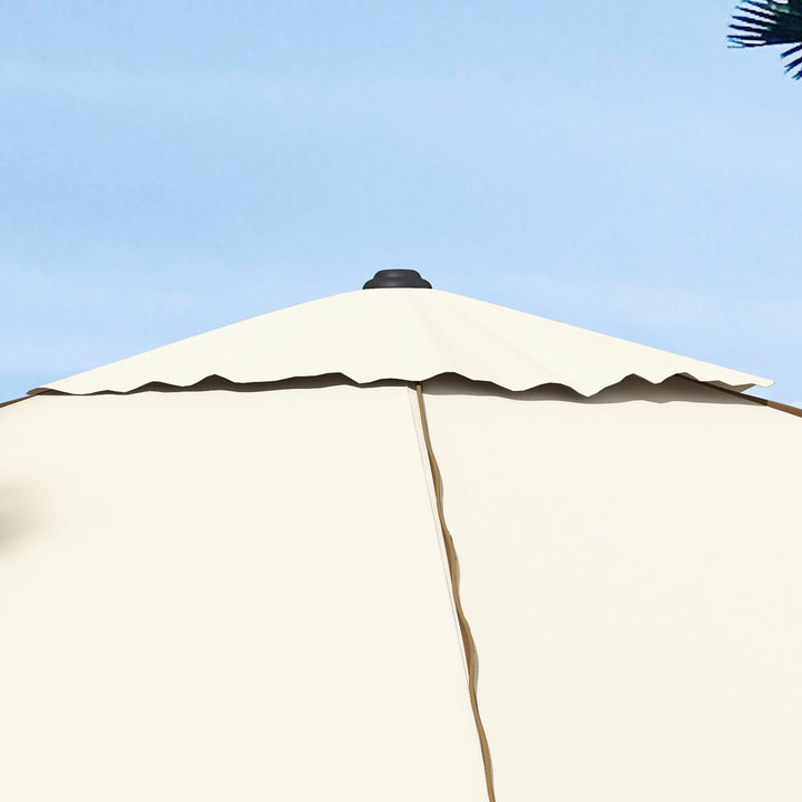 215cm Square Canopy Parasol, with Contrast Piping - Beige/Brown