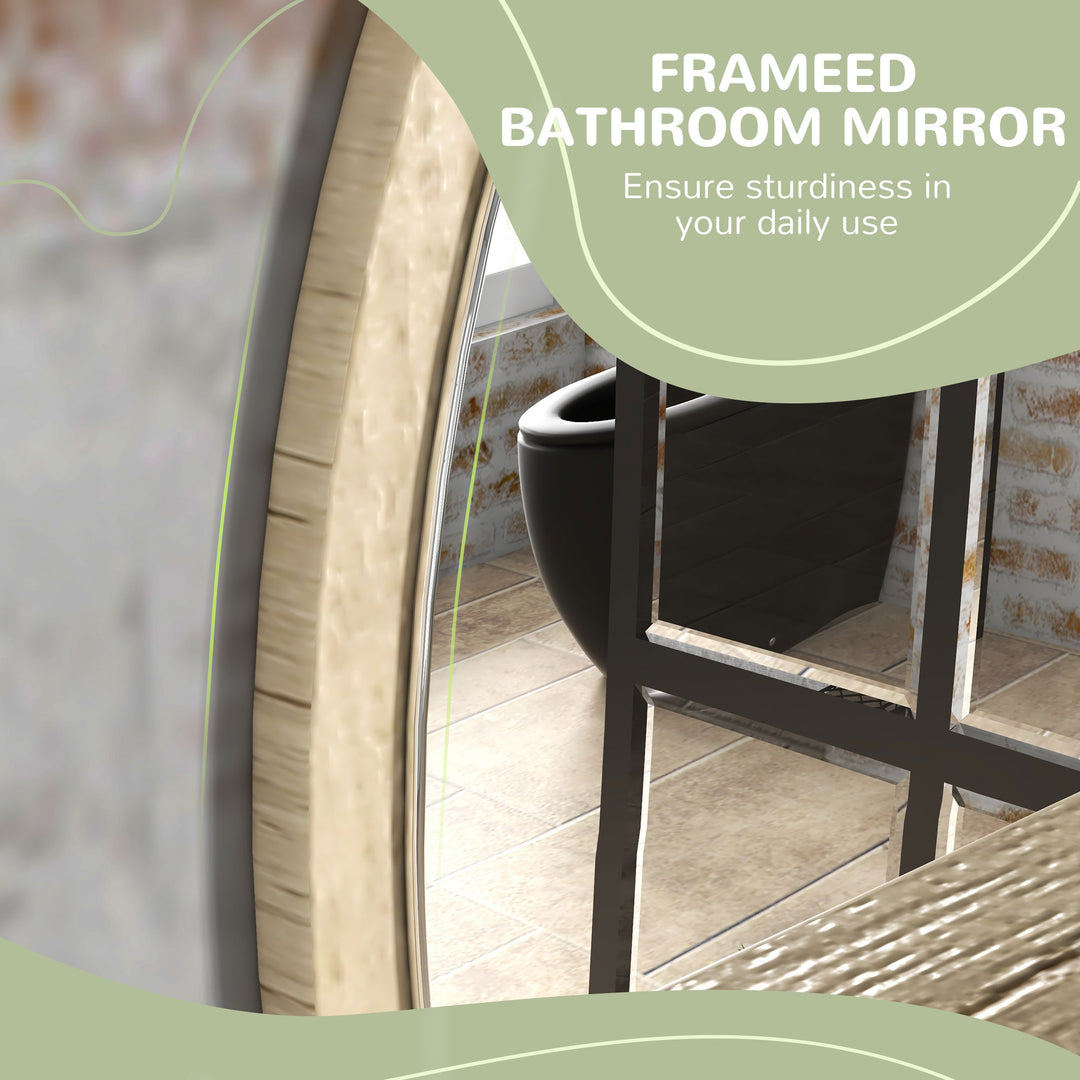 45cm Round Home Mirror, with Shelf - Natural Wood Effect