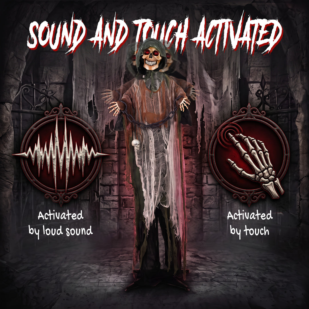 170cm Animated Grim Reaper, Life-Size Halloween Animatronic with Movin