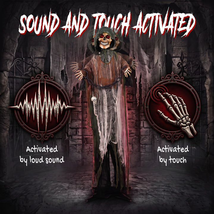 170cm Animated Grim Reaper, Life-Size Halloween Animatronic with Movin