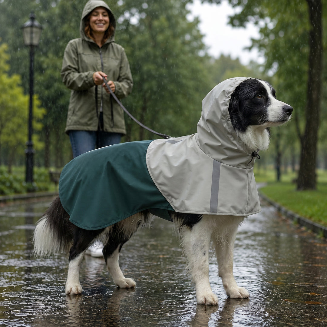 Dog Raincoat with Hood, Waterproof &amp; Breathable Rain Jacket with Leash