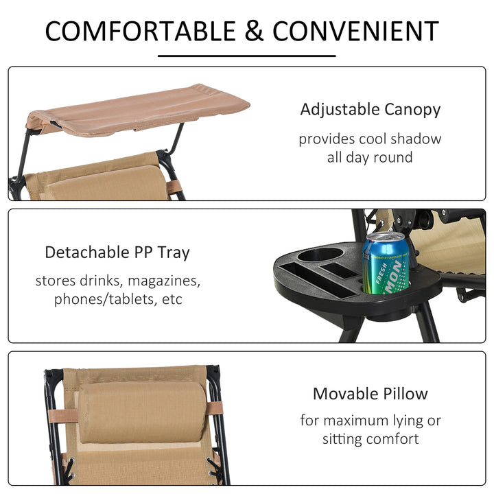 MCL Garden Rocking Chair Folding Recliner Outdoor Adjustable Sun Lounger Rocker Zero-Gravity Seat with Headrest Side Holder Patio Deck - Beige