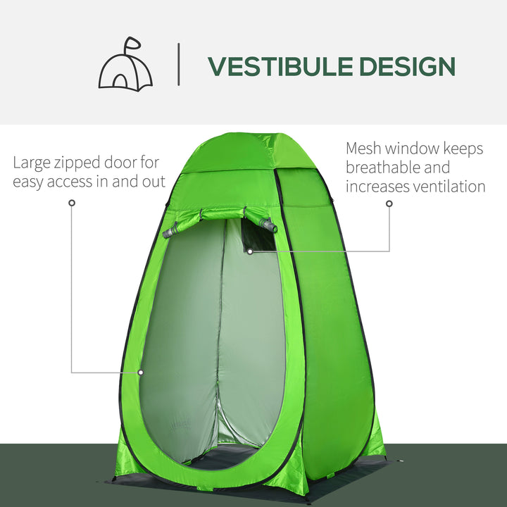 Outsunny Camping Shower Tent Pop Up Toilet Privacy for Outdoor Changing Dressing Bathing Storage Room Tents, Portable Carrying Bag for Hiking, Green