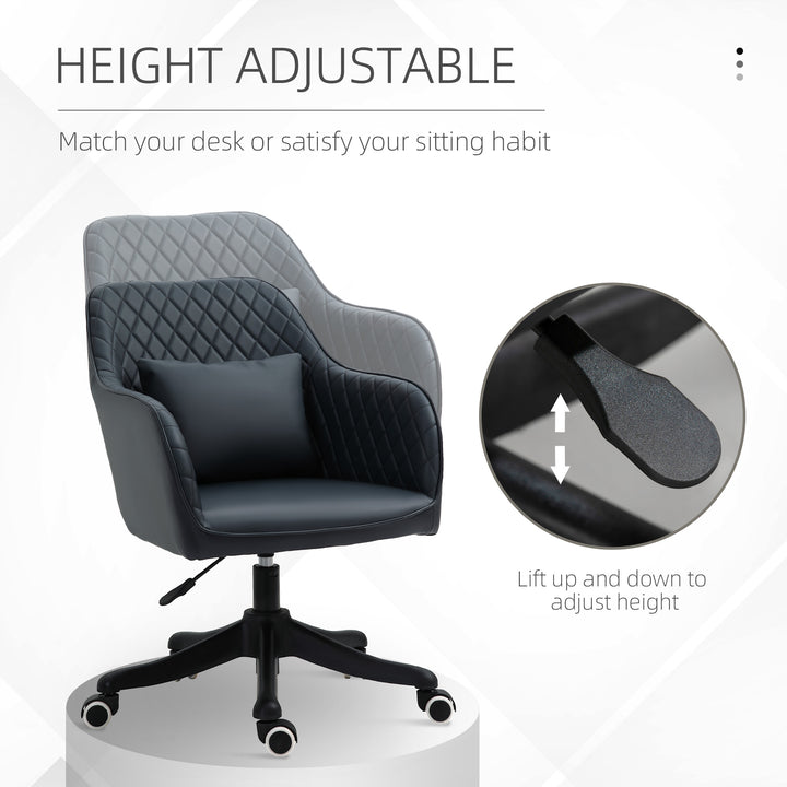 Velvet Office Chair, Desk Chair, Makeup Vanity Chair with Massage Lumbar Pillow and Rolling Wheels for Bedroom and Home, Deep Blue