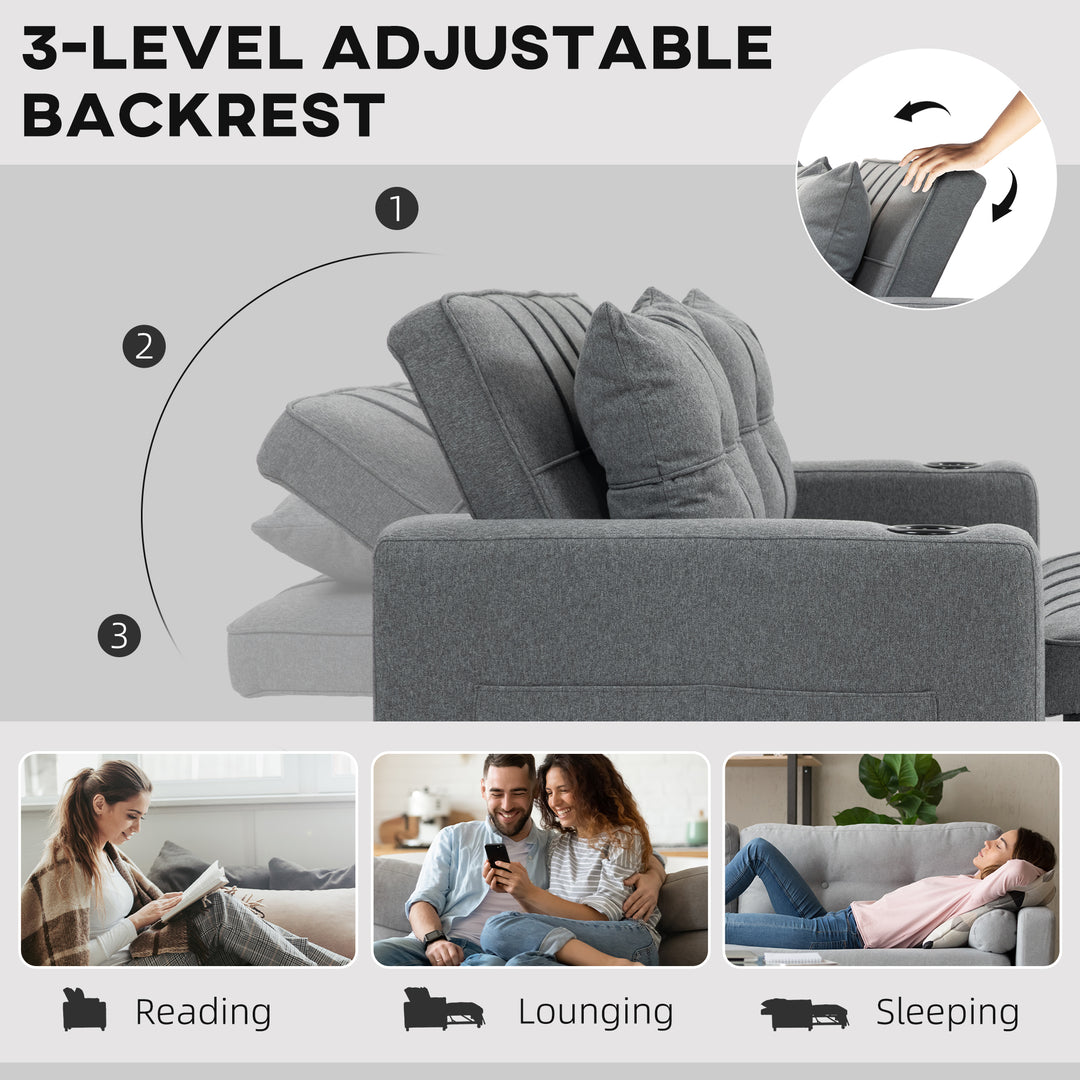 Two-Seater Pull-Out Sofa Bed - Charcoal Grey