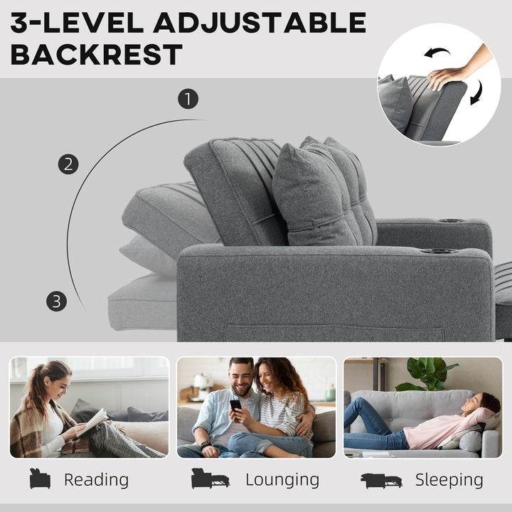 Two-Seater Pull-Out Sofa Bed - Charcoal Grey