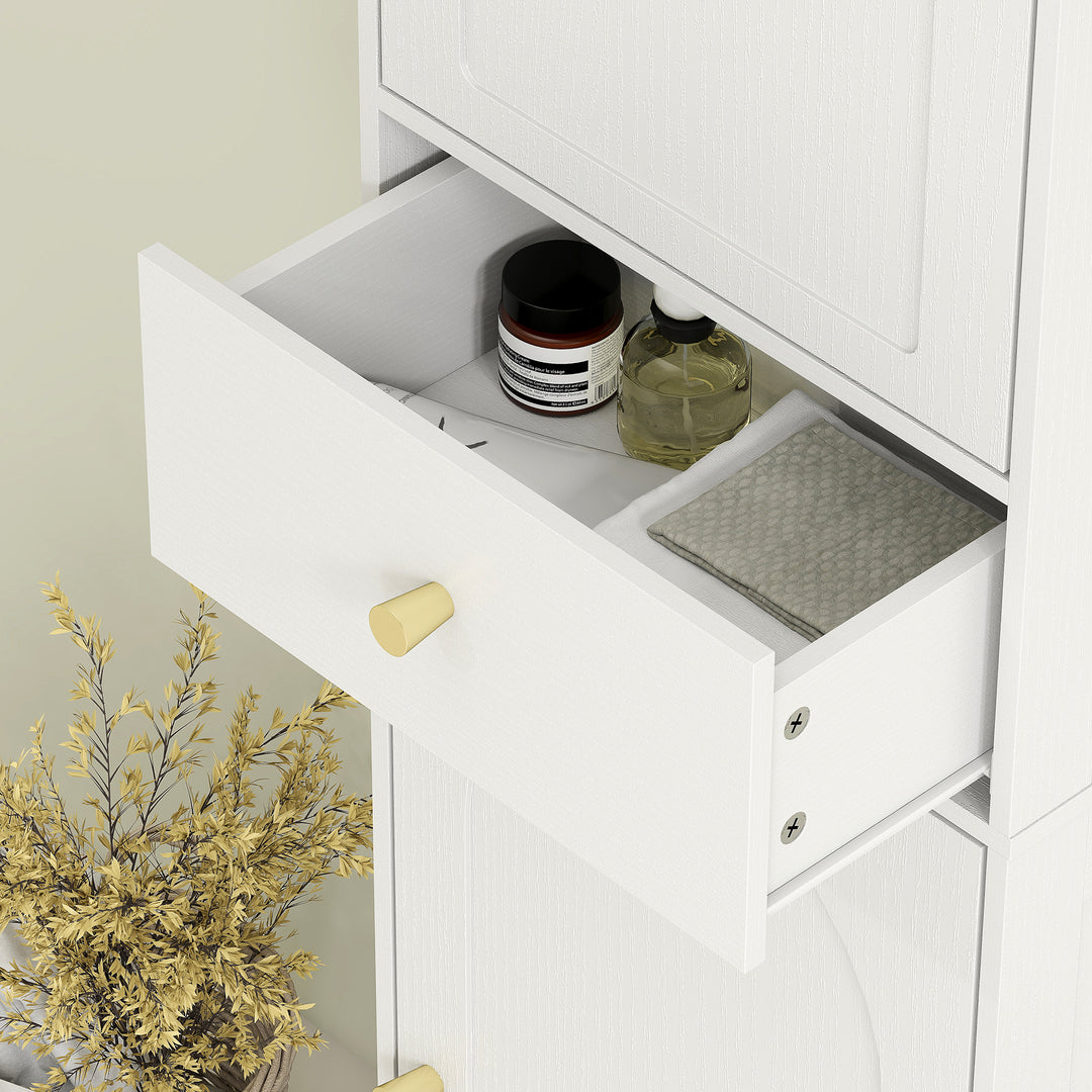 Tall Bathroom Cabinet with Arched Doors - White