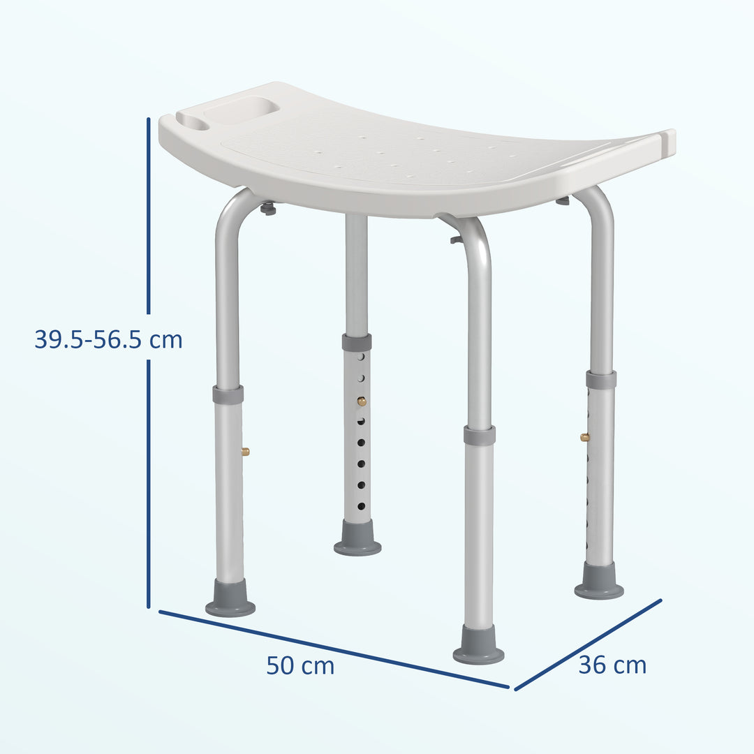 Height Adjustable Bath Stool, Aluminium Shower Stool with Non-Slip Pads for Elderly, Disabled, Seniors, Pregnant, White