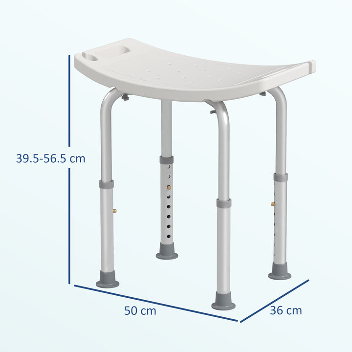 Height Adjustable Bath Stool, Aluminium Shower Stool with Non-Slip Pads for Elderly, Disabled, Seniors, Pregnant, White