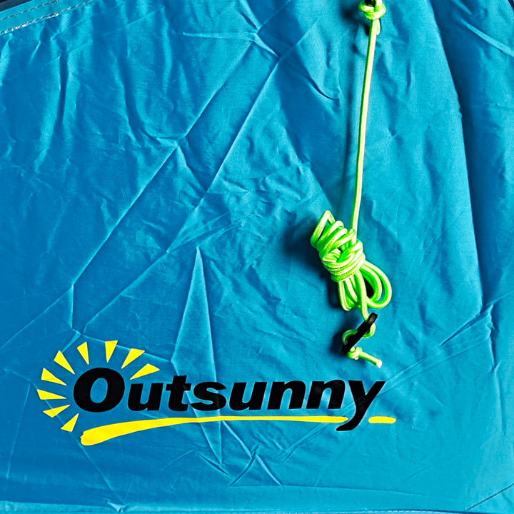 3-4 Man Tunnel Tent, Two Room Camping Tent with Windows, Portable Carry Bag, for Fishing, Hiking, Sports, Festival - Blue