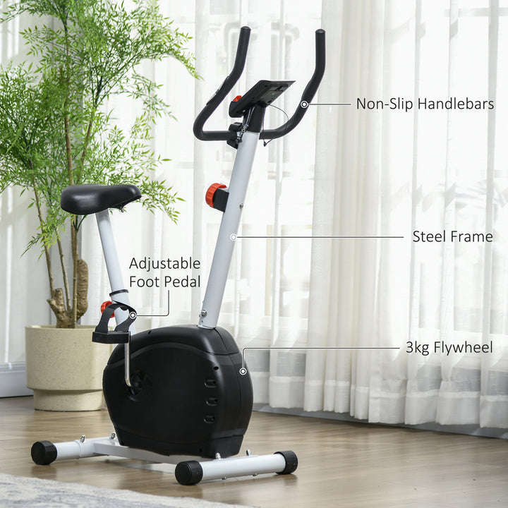 SPORTNOW Quiet Exercise Bike Stationary Bike with 8-Level Magnetic Resistance, Heart-Rate Sensor and Wheels, White