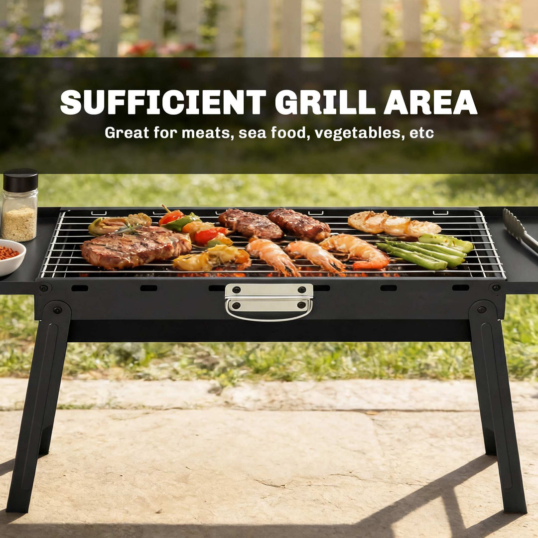 Portable BBQ Grill, Foldable Charcoal Grill for Camping and Picnics wi