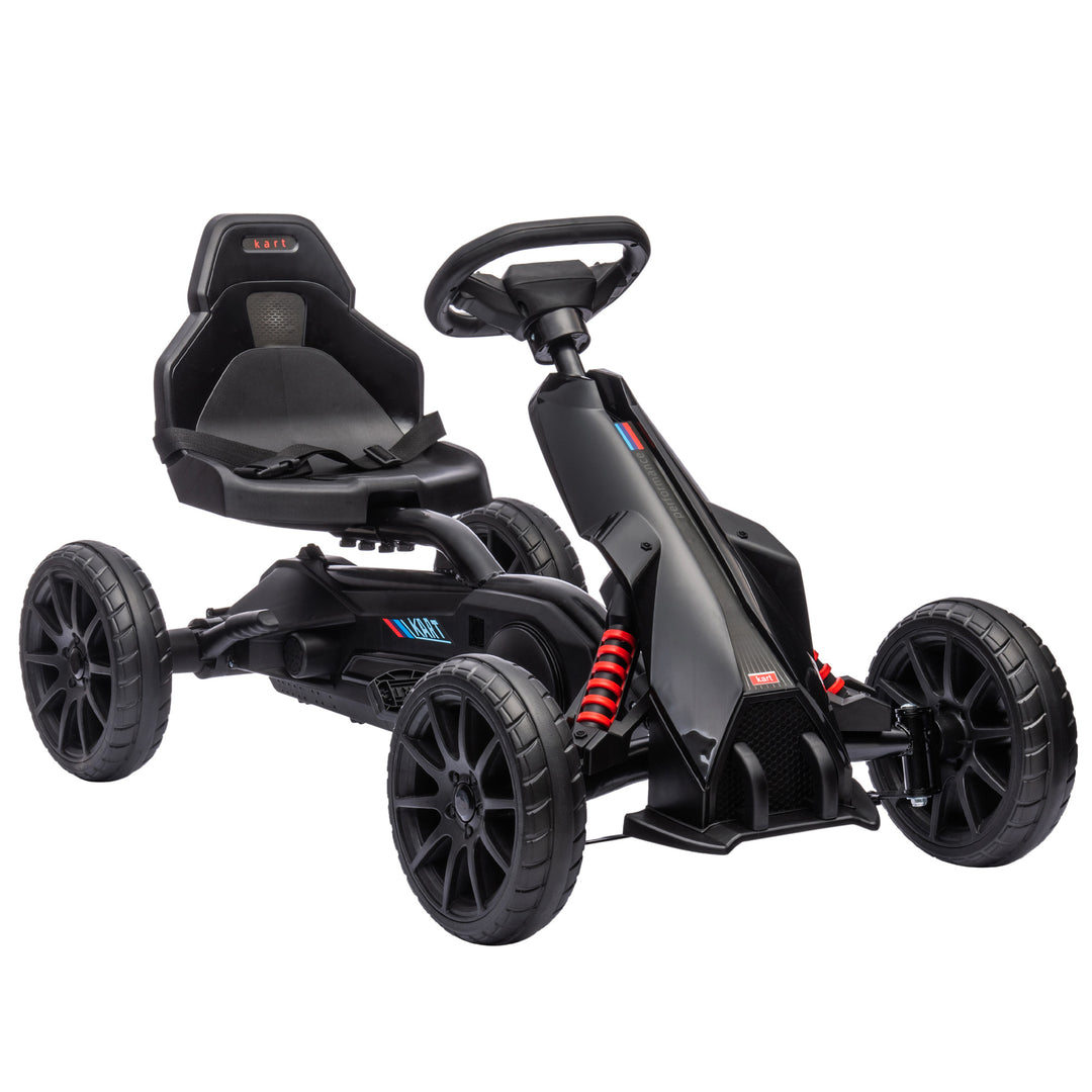 Kids Pedal Go Kart, with Adjustable Seat, EVA Wheels, Seat, Handbrake - Black