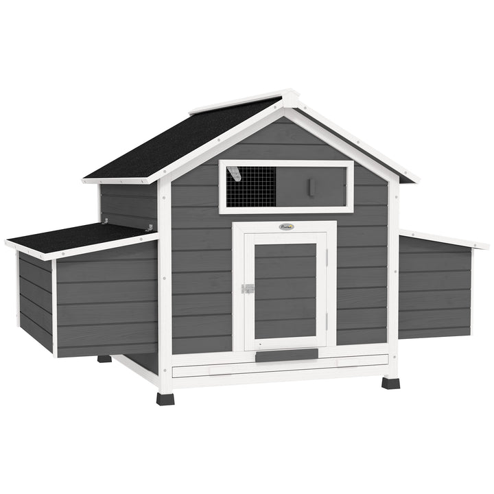 Chicken Coop, Wooden Outdoor Hen House with Nesting Box, Openable Wate