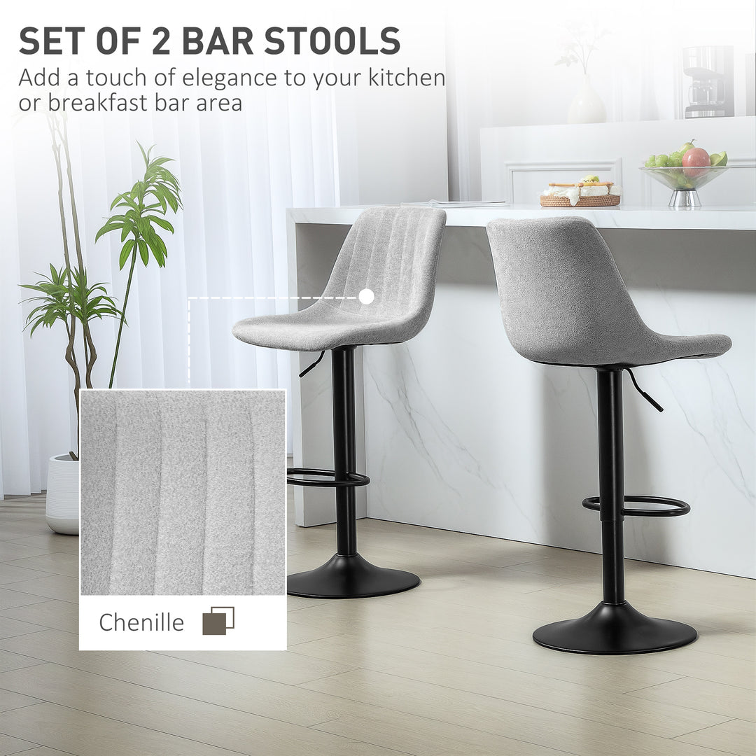 Set of Two Chenille-Feel Tub Bat Stools - Grey