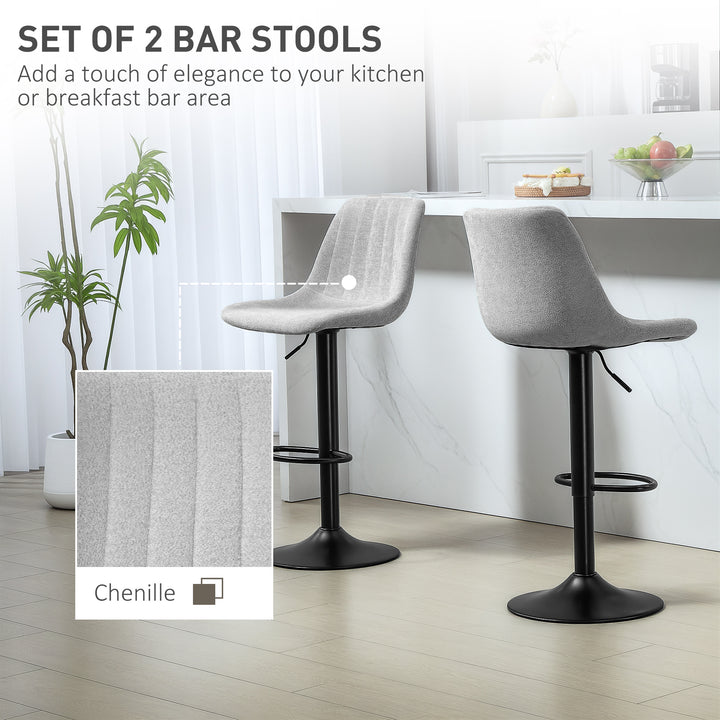 Set of Two Chenille-Feel Tub Bat Stools - Grey