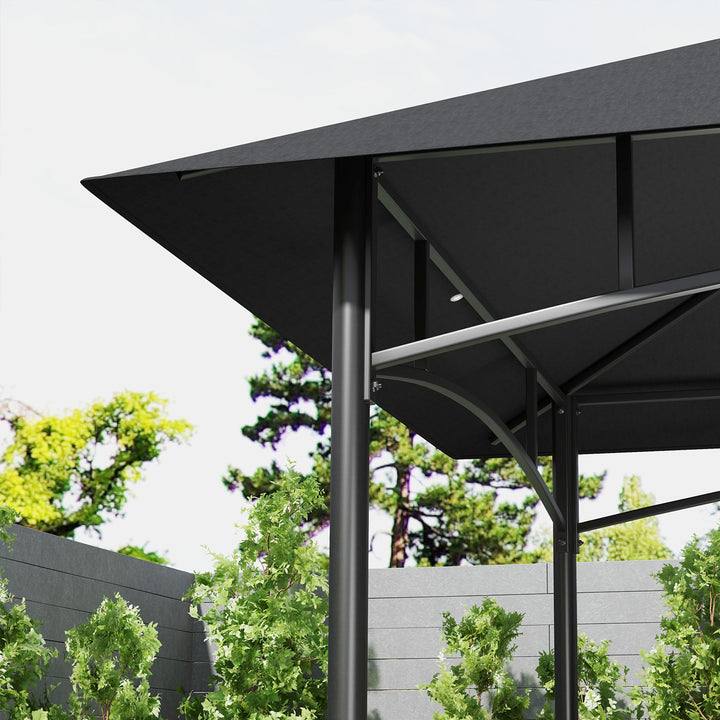 150 x 240cm BBQ Grill Gazebo, with Shelves - Grey