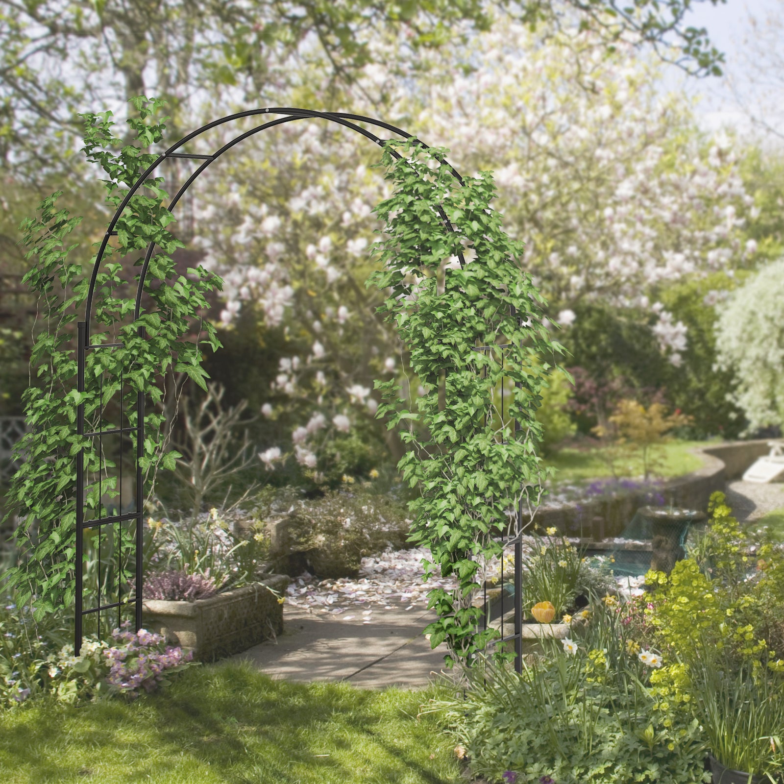 223cm Garden Arch Trellis, Outdoor Wedding Arbor for Ceremony for Clim