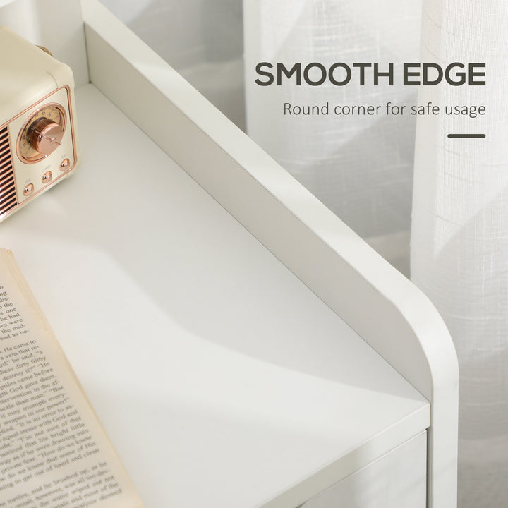 MCL Bedside Table, Small Bedside Cabinet with 2 Drawers and Storage Shelves, Modern Nightstand for Bedroom, White