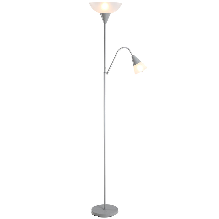 HOMCOM Modern Floor Reading Lamp 2 Adjustable Heads Light Steel Base Living Room Bedroom Office, 179.5cm | Aosom UK