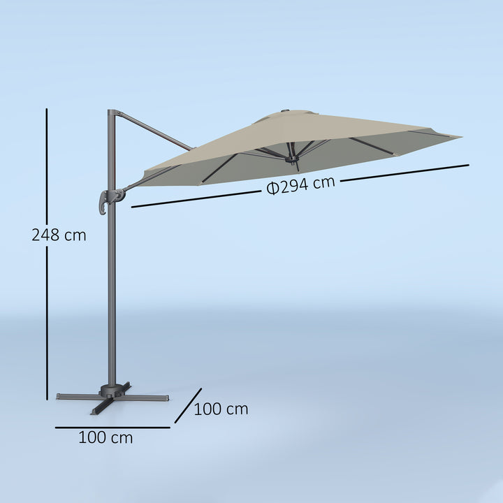 3 m Five-Angle Cantilever Parasol - Light Grey
