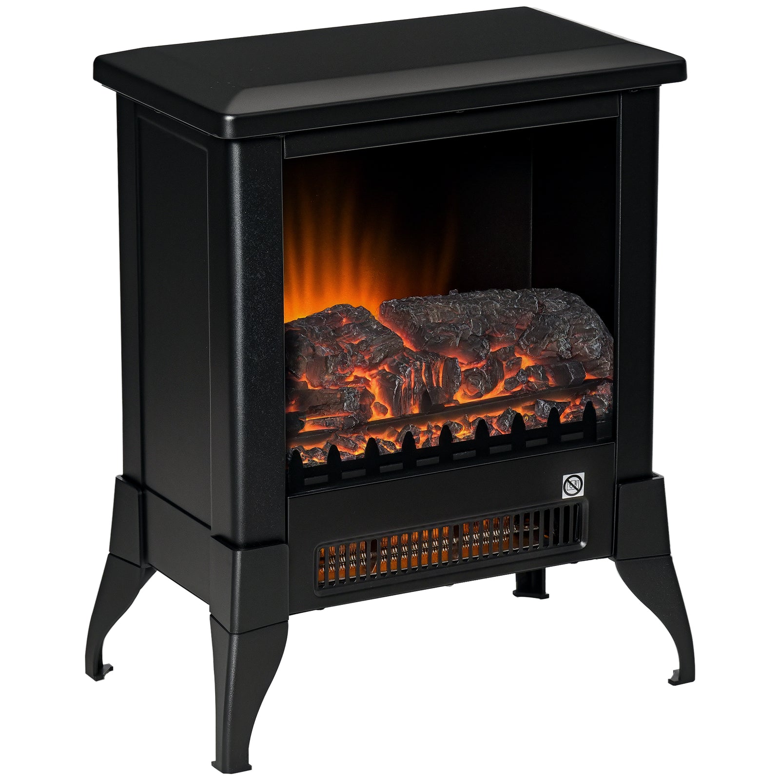 Electric Fireplace Stove, Free standing Fireplace Heater with Realistic Flame Effect, Adjustable Temperature and Overheat Protection, Black