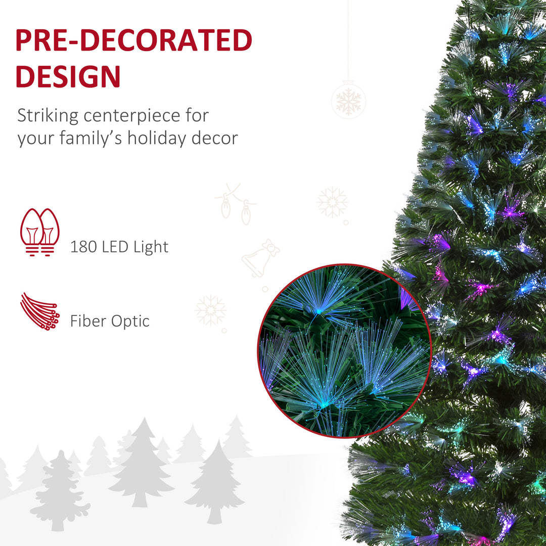 MCL 5FT Multicoloured Artificial Christmas Tree w/ Fibre Optic Lights Pre-Lit Modes Metal Stand Star Holder Home Seasonal Decoration