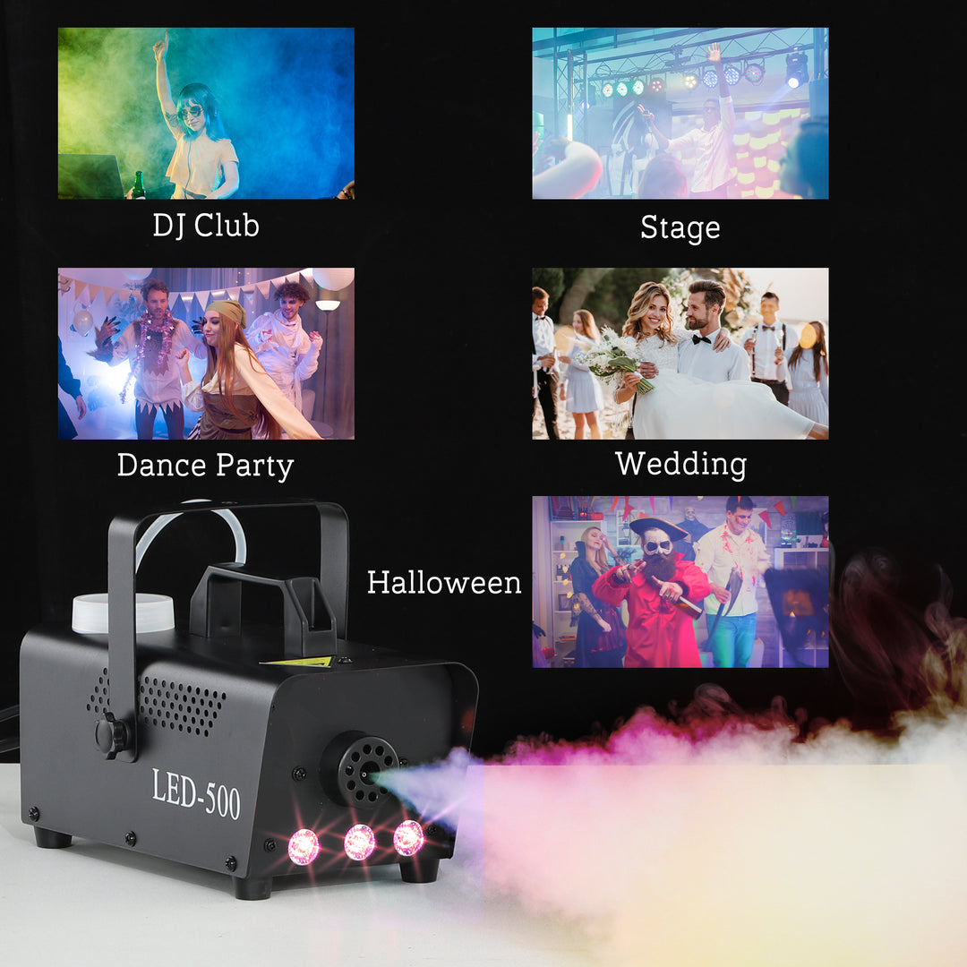Halloween Smoke Machine with 3 RGB LED Lights and 4 Effects