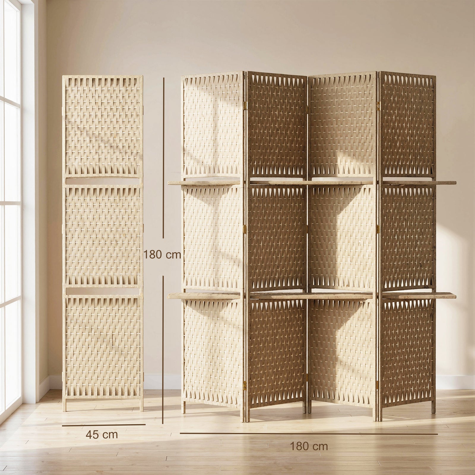 Wave Fibre Freestanding Folding Privacy Screen Panels, Room Divider, N