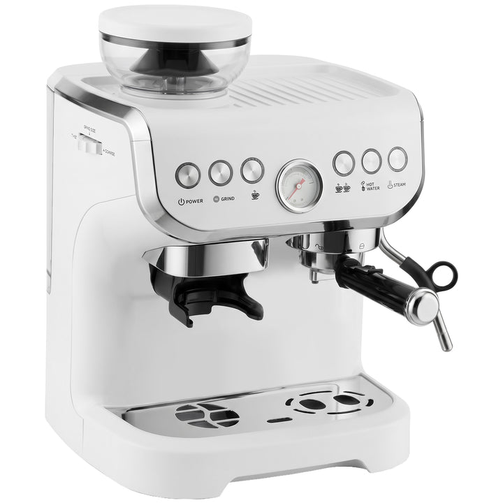 15 Bar Coffee Machine, with Adjustable Grind, Steamer and Accessories 