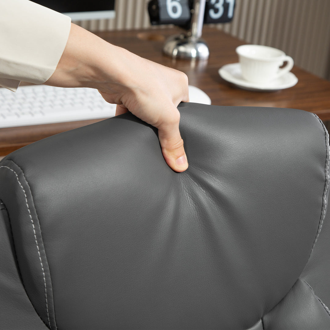 Faux Leather Office Chair. with Flip-Up Armrests - Charcoal Grey