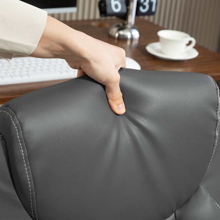 Faux Leather Office Chair. with Flip-Up Armrests - Charcoal Grey