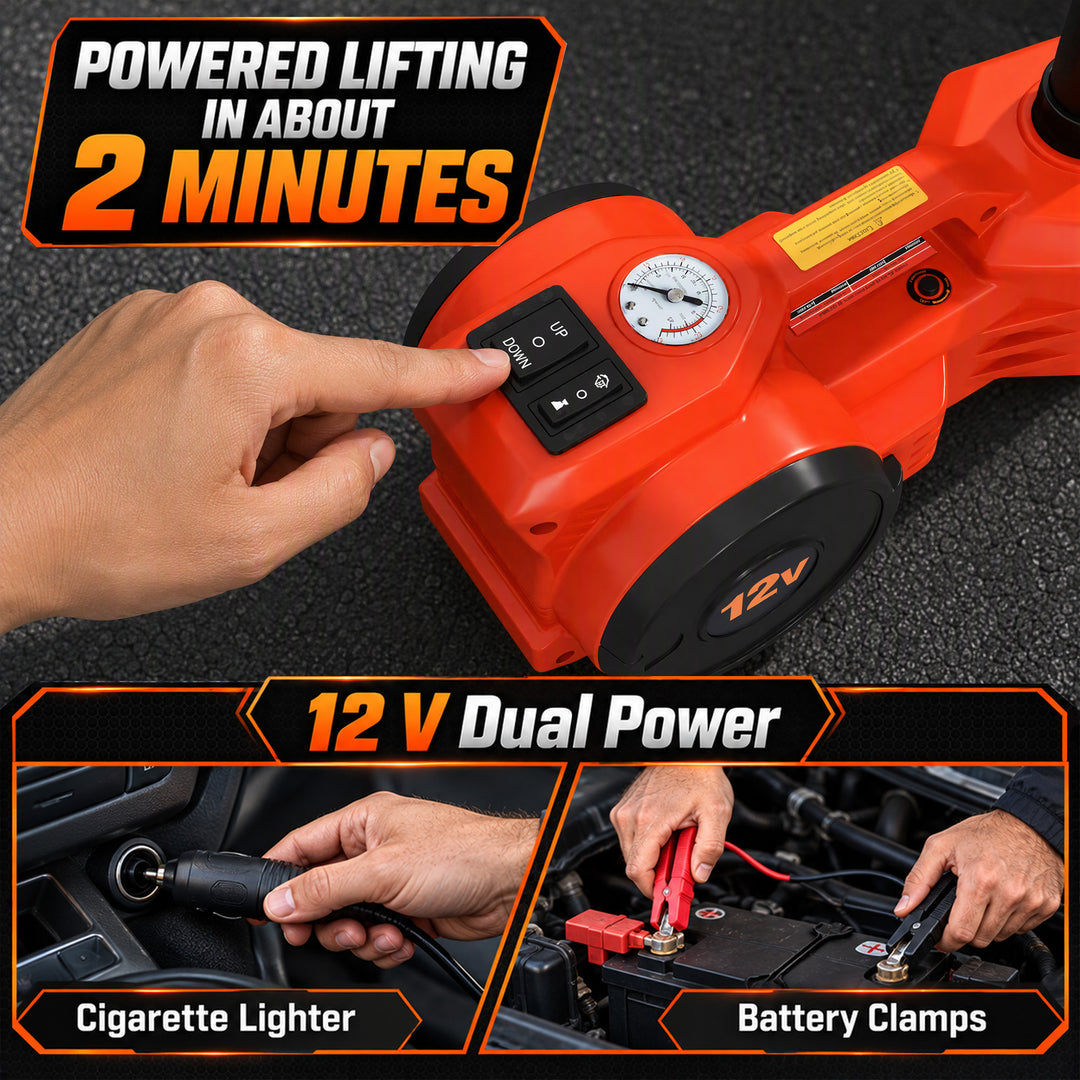 Electric Car Jack Kit, 5Ton 12V Electric Hydraulic Car Jack Lift with - view 5