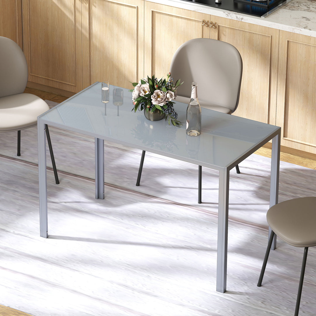 120cm Dining Table, Rectangle 4 Seater Kitchen Table with Tempered Gla