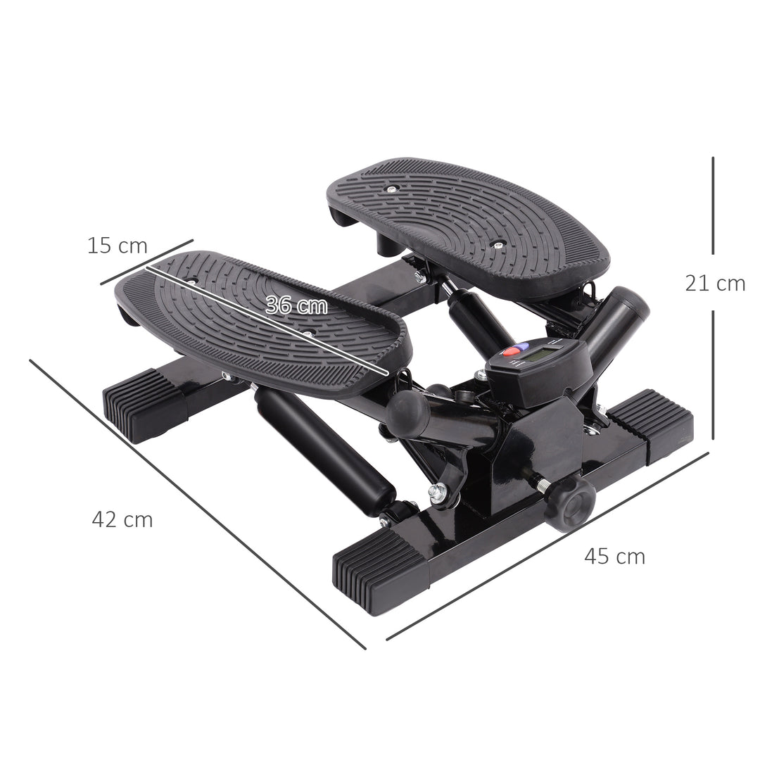 Portable Mini Stepper, Exercise Fitness Machine for Legs Arms Thigh Toner Toning Machine, Stair Steps Workout Training Fitness, w/ Resistance Bands and Floor Mat, Black