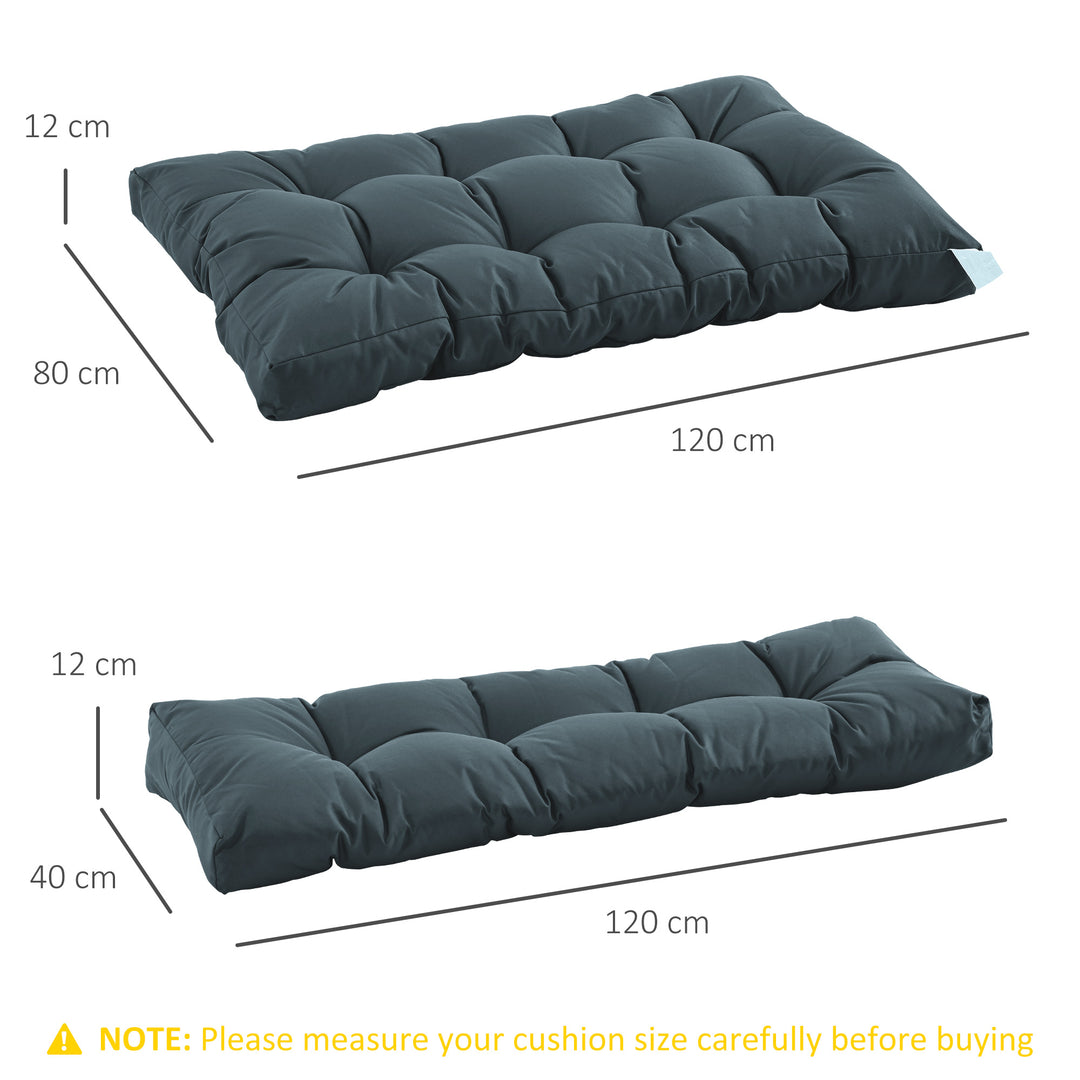 2Pcs Garden Tufted Pallet Cushion Seat Pad Back Cushion Patio for Indoor Outdoor Use, Dark Grey