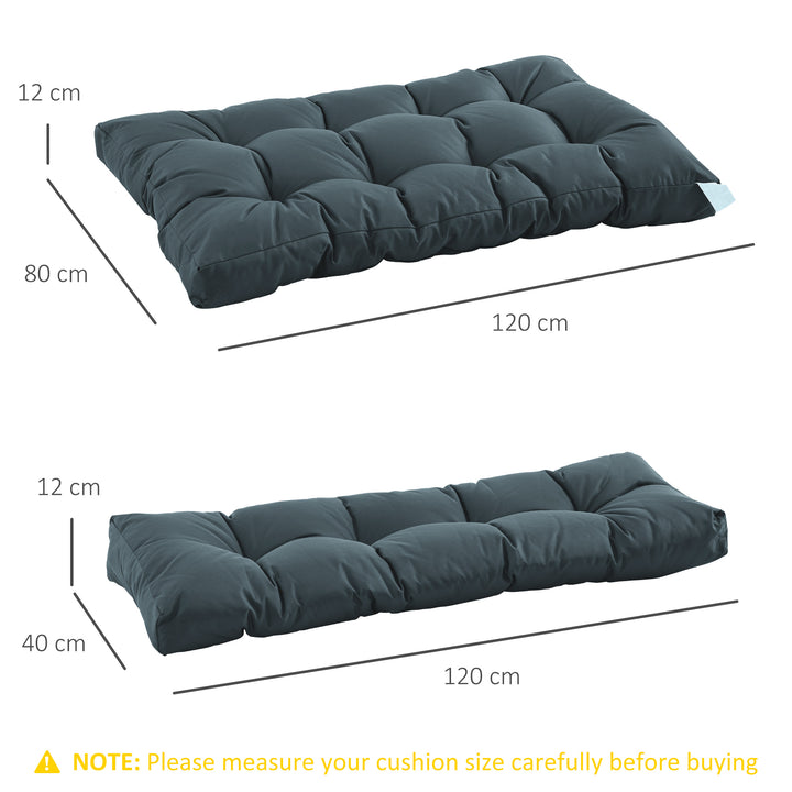 2Pcs Garden Tufted Pallet Cushion Seat Pad Back Cushion Patio for Indoor Outdoor Use, Dark Grey