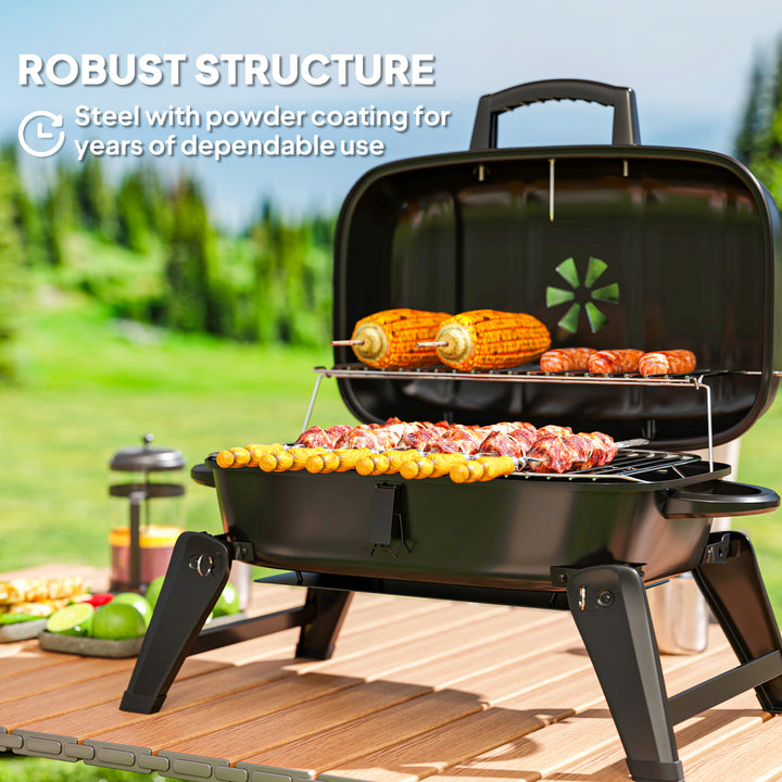Charcoal Barbecue Grill Folding Portable BBQ Grill for Camping with 12