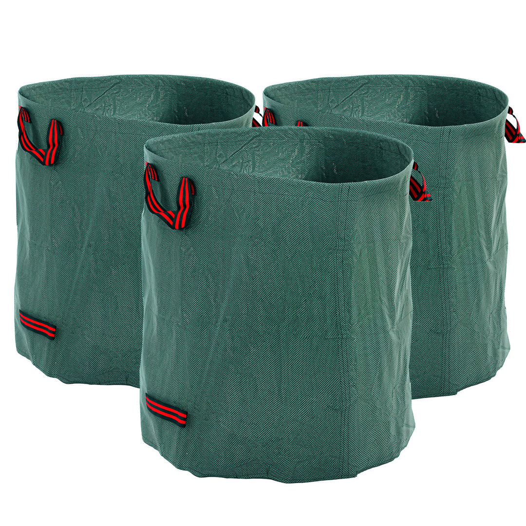 Garden Waste Bags, 272L x 3 Heavy Duty Garden Bags, Foldable and Reusable Waste Sacks with Handles for Loading Leaf, Trash, Debris, Green